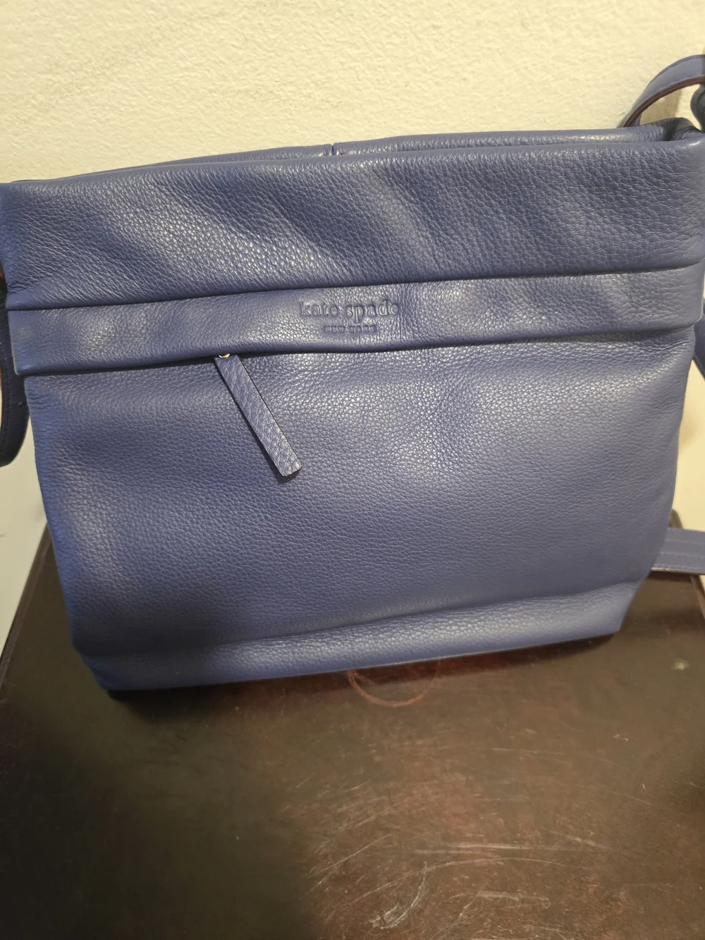 kate spade Blue Pebbled Leather Messenger Bag